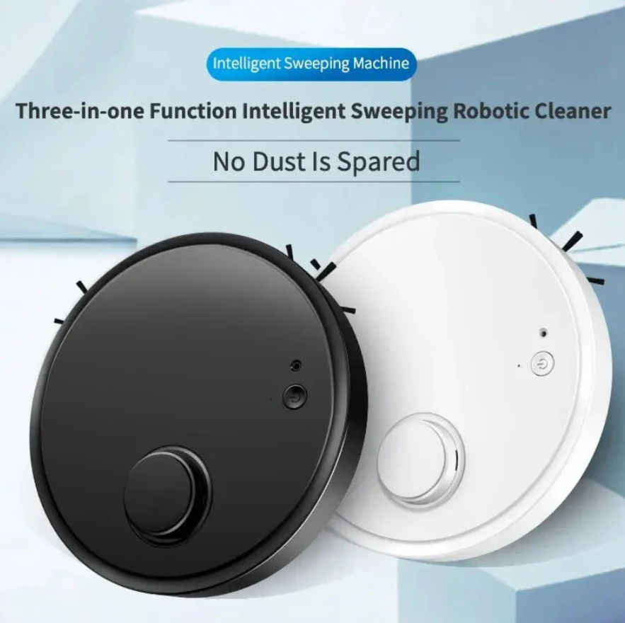 3-in-1 Automatic Robot Vacuum Cleaner | مكنسة روبوت ذكية أوتوماتيكية 3 في 1 لتنظيف الأرضيات